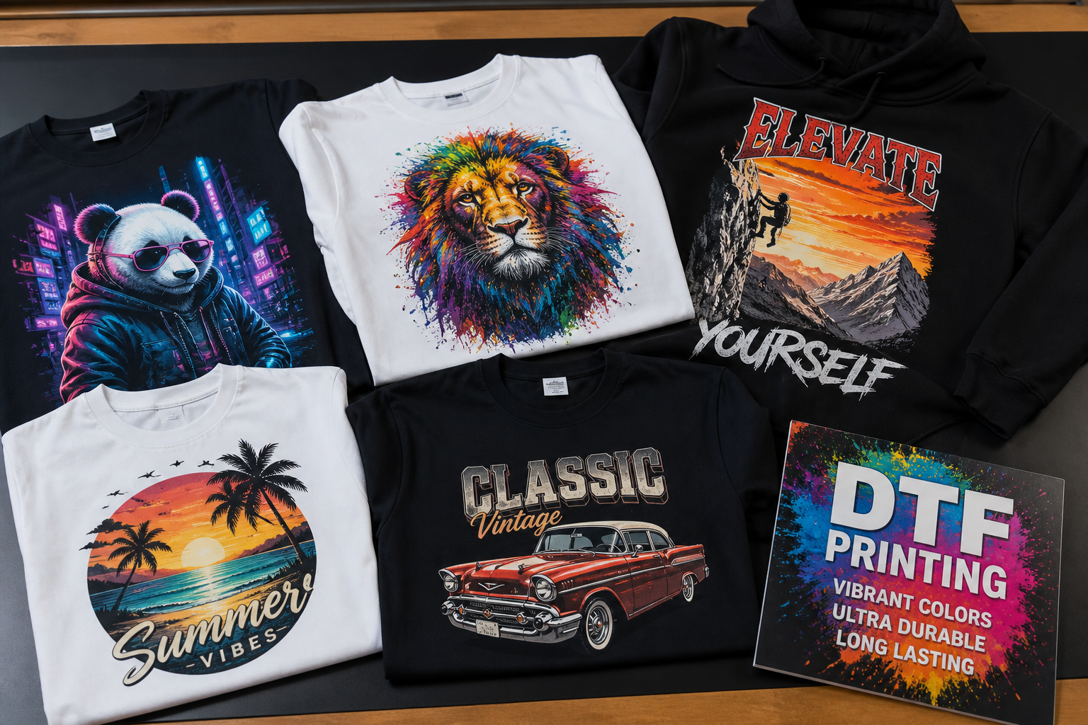 DTF printed t-shirts and hoodie merchandise