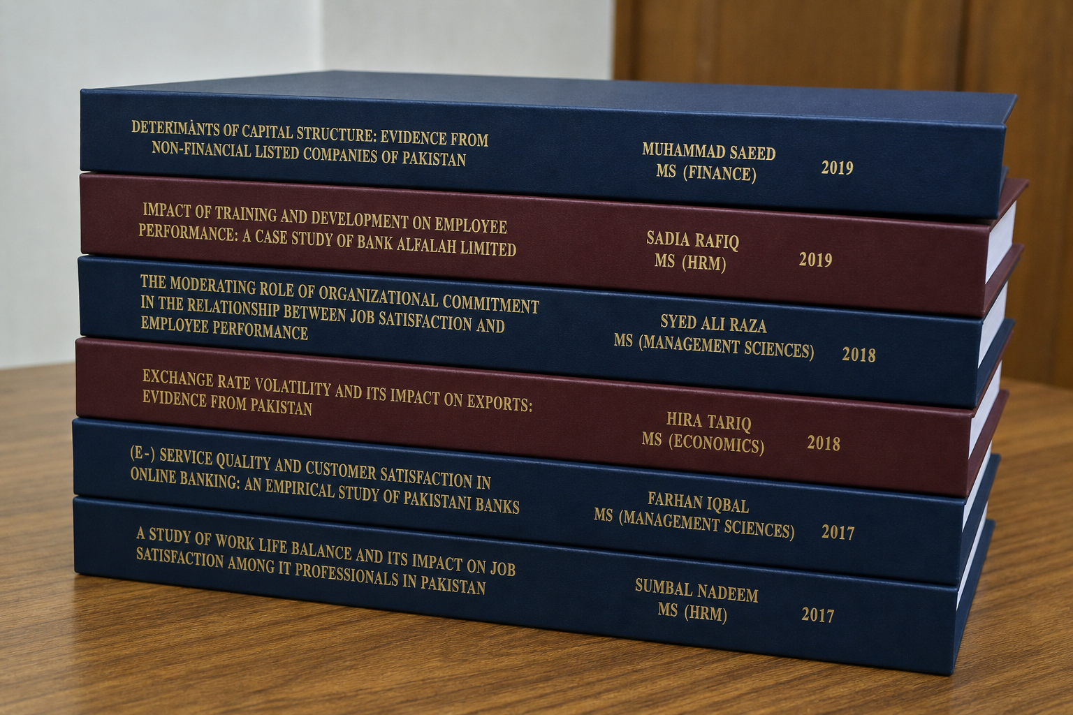 Bound Pakistani university-style thesis hardcover books