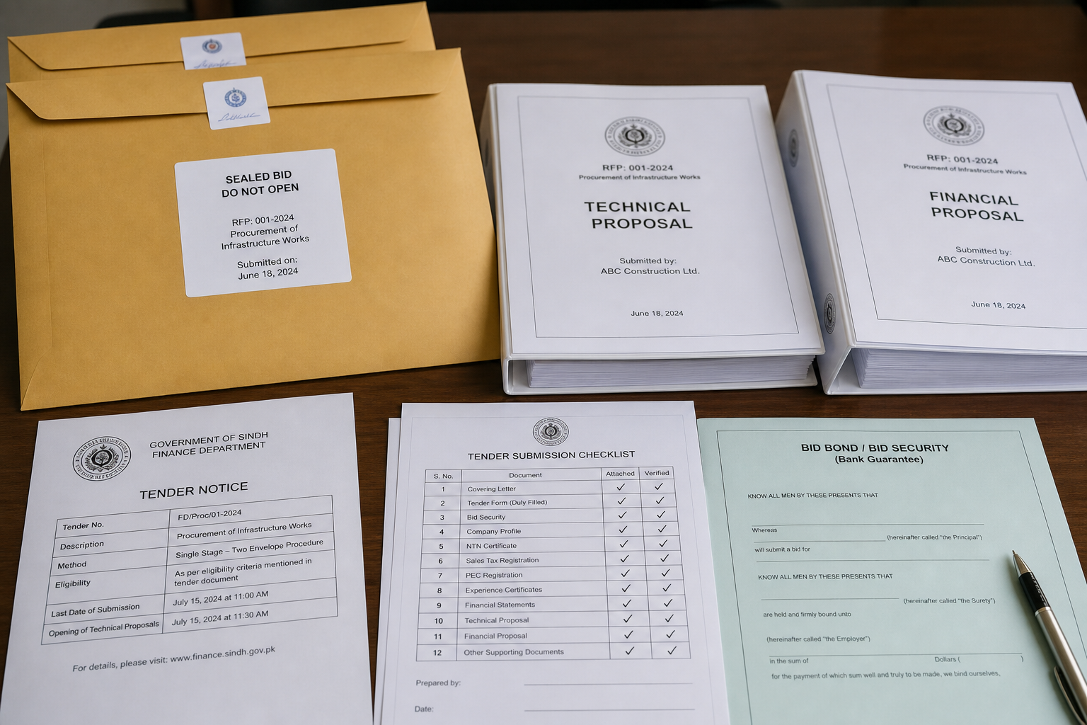 Tender documents, sealed bids and procurement paperwork